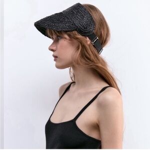 Zara Black Woven Visor